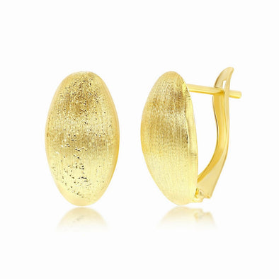 Brushed Finish Tapered Half Hoop Earrings - 14kt Yellow Gold