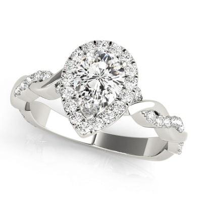 Pear Shaped Diamond Halo and Crossover Design Mounting