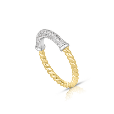 Braided and Diamond Pave Design Ring