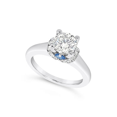 Round Diamond and Sapphire Accented Engagement Ring