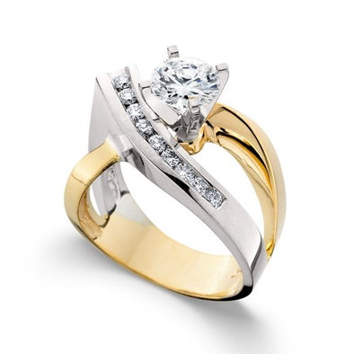 Contemporary Diamond Accented Open Crossover Design Mounting