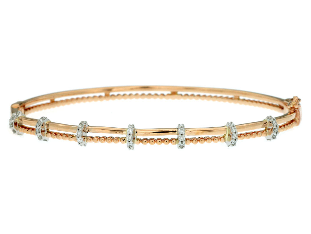 Rose Gold Diamond Bangle Bracelet 14kt Rose Gold Jewelry