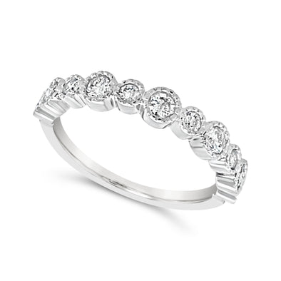 Alternating Size Bezel Set Round Diamond Wedding Band - .50 carat t.w.