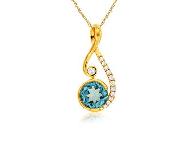 Blue Topaz and Diamond Accented Contemporary Pendant