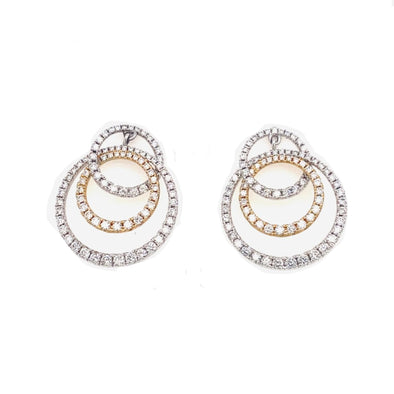 Triple Diamond Circle Design Earrings