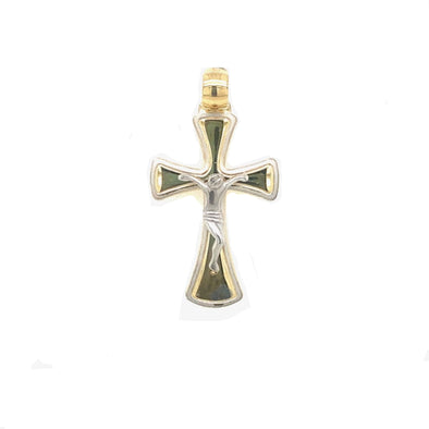 Rounded Edge Crucifix - 18kt Two-Tone Gold