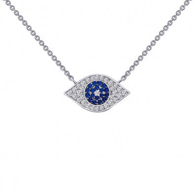Simulated Diamond Evil Eye Necklace by LaFonn - Sterling Silver