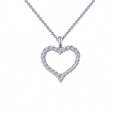 Simulated Diamond Open Heart Pendant by LaFonn - Sterling Silver