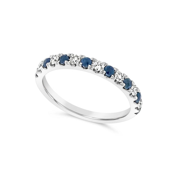 Alternating Round Sapphire and Diamond Ring