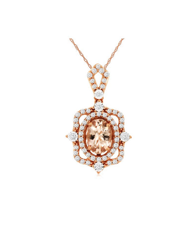 Vintage Design Morganite and Diamond Pendant