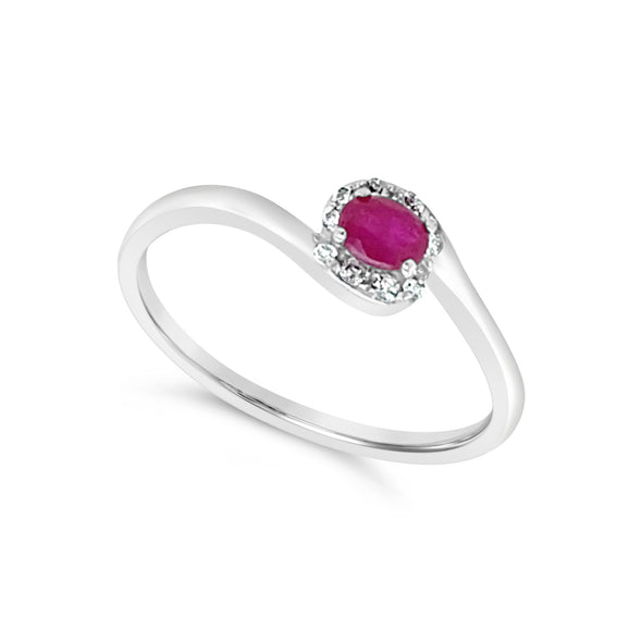 Ruby and Diamond Halo Bypass Design Ring