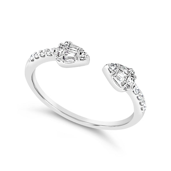 Baguette and Round Diamond Open Design Ring