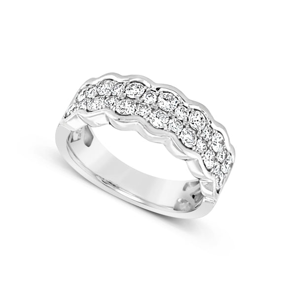 Double Diamond Row Tapered Ring