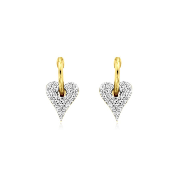 Diamond Heart Design Drop Earrings