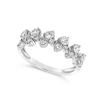Slanted Alternating Design Diamond Ring