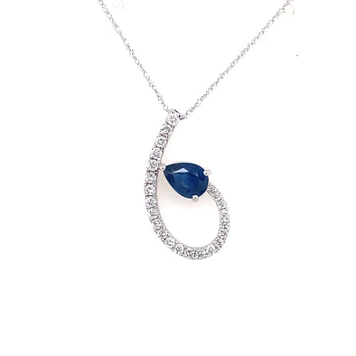 Sapphire and Diamond Curved Design Pendant