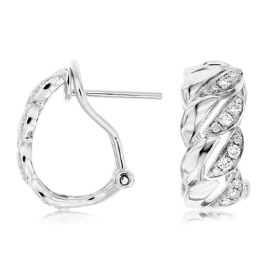 Diamond Accented Tapered Design Omega Back Earrings