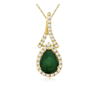 Pear Shaped Emerald and Diamond Halo Pendant