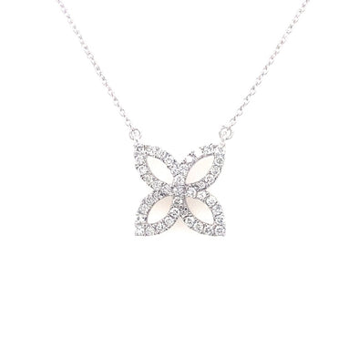 Open Flower Design Diamond Necklace