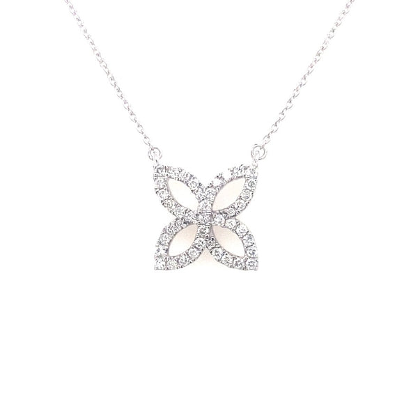 Open Flower Design Diamond Necklace