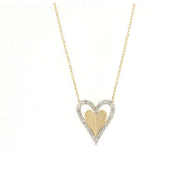 Diamond Accented Double Heart Design Necklace
