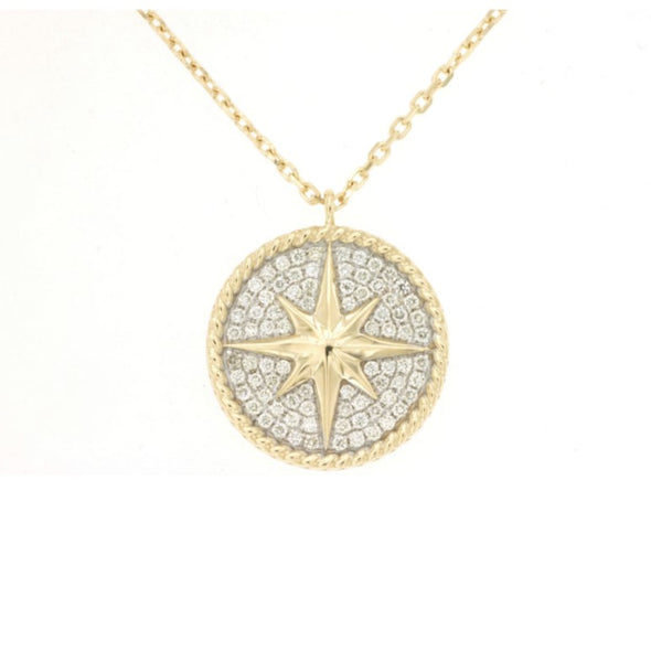 Diamond Accented Star Design Disc Pendant