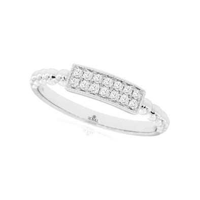 Diamond Two Row and Beaded Design Stackable Ring