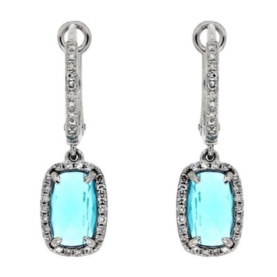 Blue Topaz and Diamond Dangle Earrings