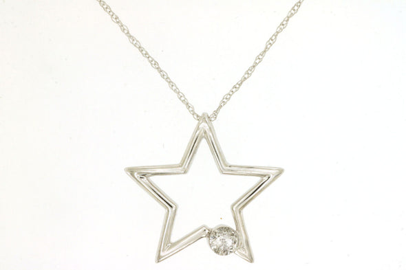 Diamond Accented Open Star Design Pendant