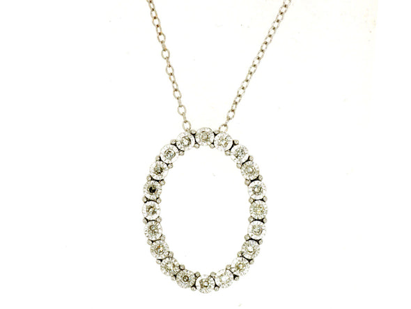 Oval Open Circle Diamond Pendant