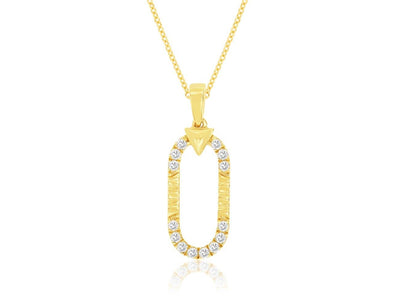 Diamond Accented Single Paperclip Design Pendant