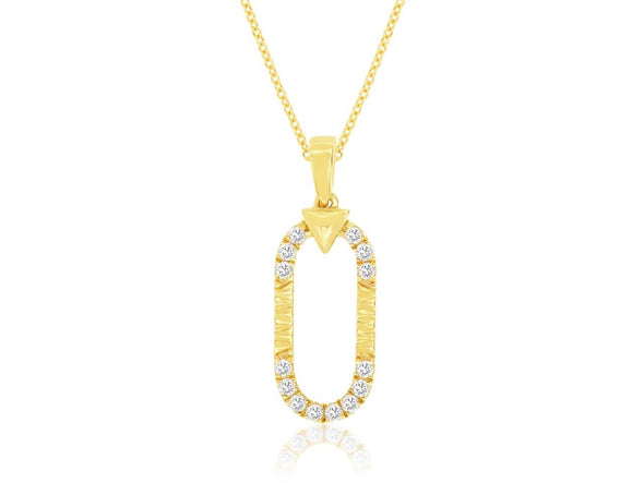 Diamond Accented Single Paperclip Design Pendant