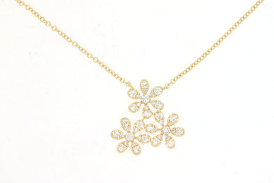 Diamond Accented Triple Flower Design Pendant