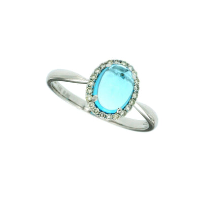 Blue Topaz and Diamond Halo Ring
