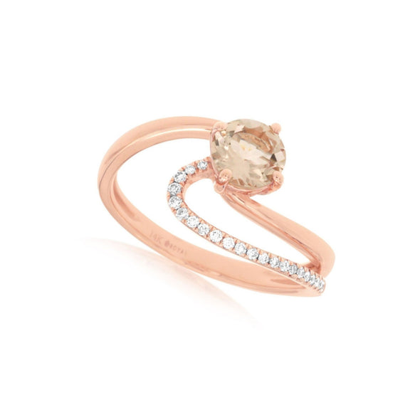 Morganite and Diamond Accented Freeform Design Ring