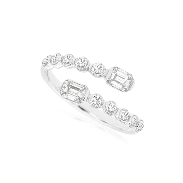 Baguette and Round Diamond Bypass Style Ring