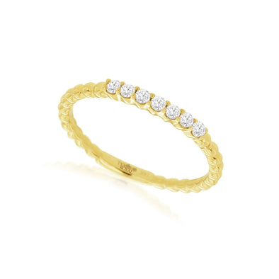 Diamond and Beaded Design Stackable Ring