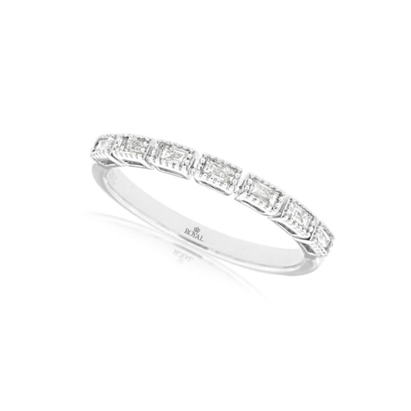 Baguette Diamond and Beaded Edge Wedding Band - .20 carat t.w.