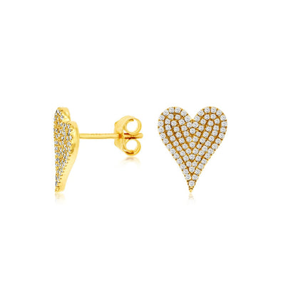 Diamond Heart Design Stud Earrings