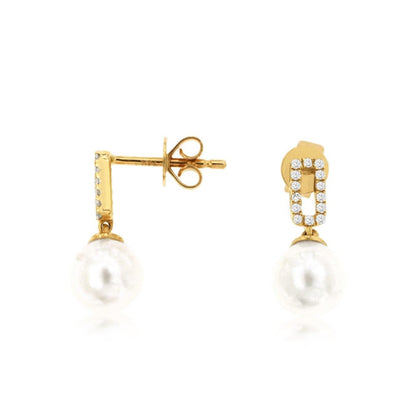 Pearl and Diamond Accented Drop Earrings