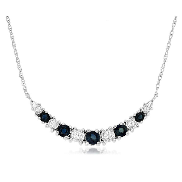 Alternating Sapphire and Diamond Curved Necklace