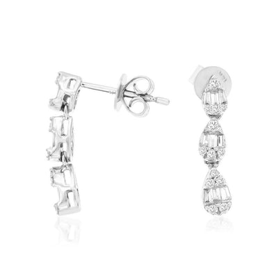 Baguette and Round Diamond Dangle Earrings