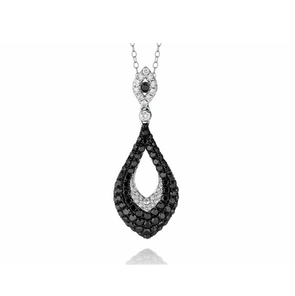 Black and White Diamond Teardrop Pendant