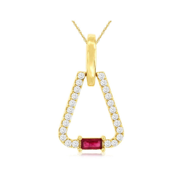Baguette Ruby and Diamond Open Pendant