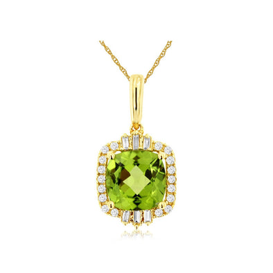 Peridot and Diamond Halo Pendant
