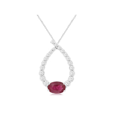 Ruby and Diamond Teardrop Design Pendant