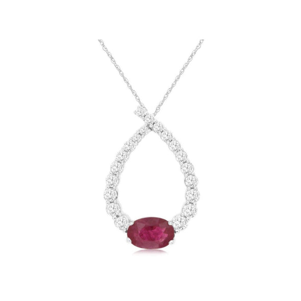 Ruby and Diamond Teardrop Design Pendant