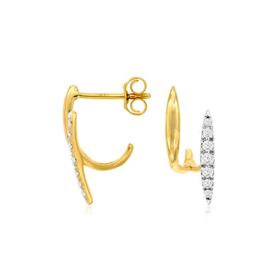 Diamond Accented Two Row Half Hoop Earrings