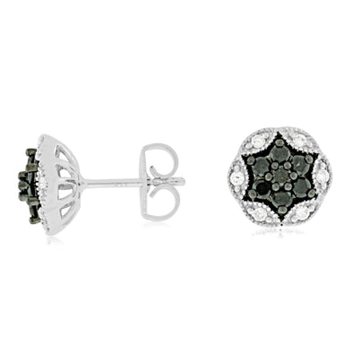 Black and White Diamond Stud Earrings