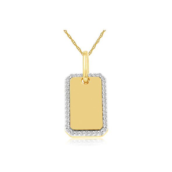 Diamond Accented Dog Tag Style Pendant